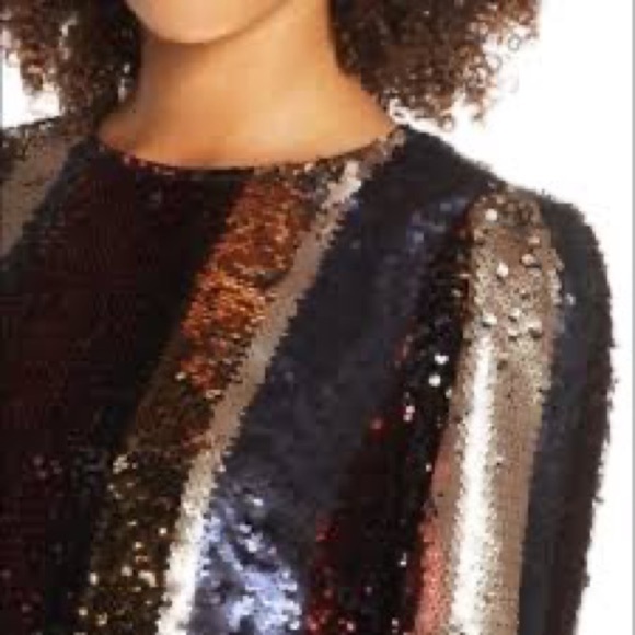 NWT ALI & JAY MEMBERS ONLY Striped Sequin Mini Cocktail Evening Dress Small $158 - Picture 5 of 5